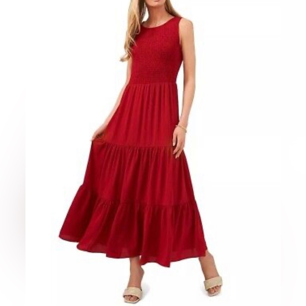 NWT RED rounded   collar tired Maxi Dress Size 18 🌸🌹🌺🪻A